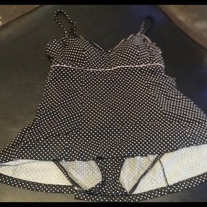 Black pink polka-dot 1 piece swimwear size 14